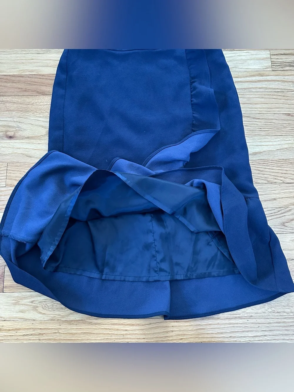 Boden Navy Faux Wrap Ruffle Hem Pencil Skirt Size 4